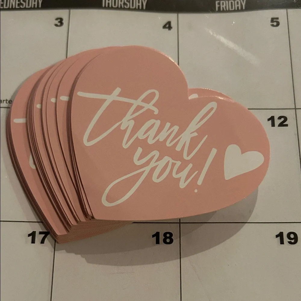 Thank you Cards Pink Heart - 30 pack NEW